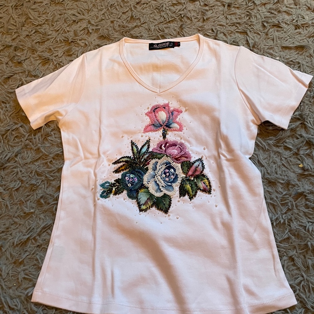 Alfred Dunner Pink Graphic Relaxed Blouse
